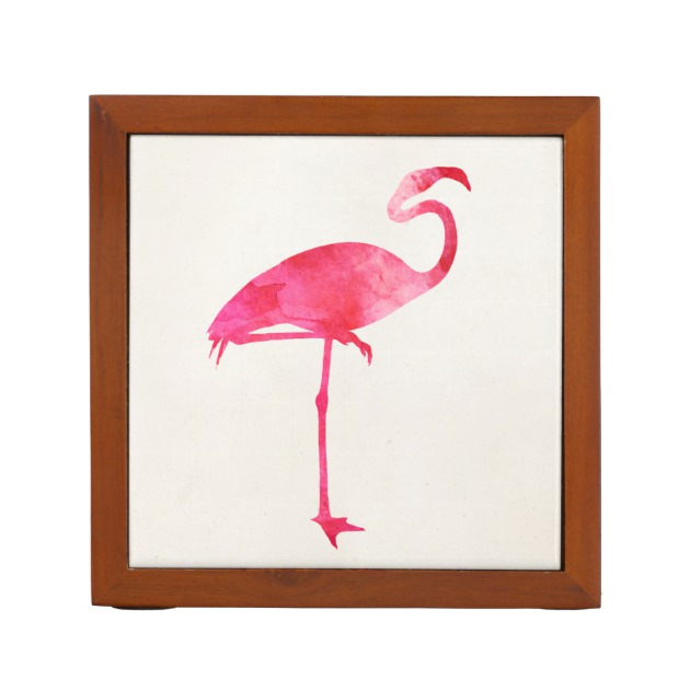 630x630 Pink Flamingo Watercolor Silhouette Florida Birds Pencil Holder
