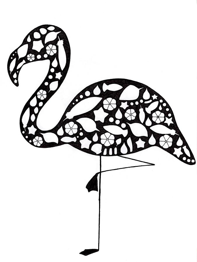 676x900 Flamingo In Shapes Drawing