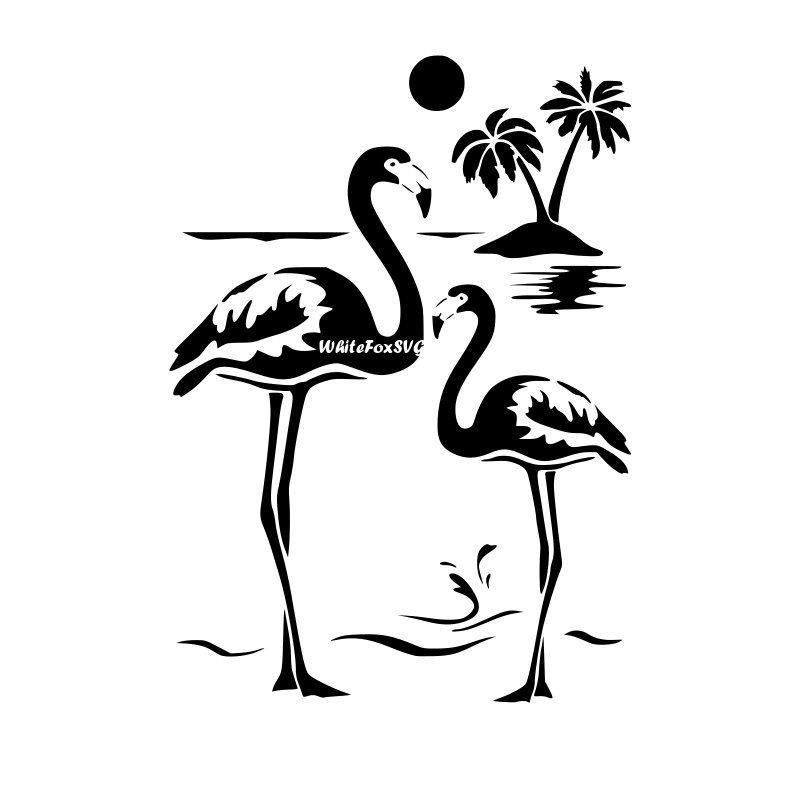 794x794 Flamingo Sea Waves Beach Ocean Palm Tree Island Paradise Etsy