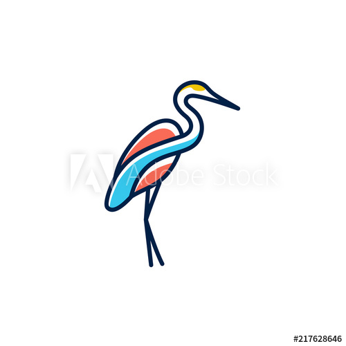 500x500 flamingo logo line art outline monoline vector illustration