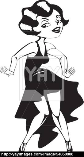 274x512 laughing cute cartoon flapper girl in art deco dress vector