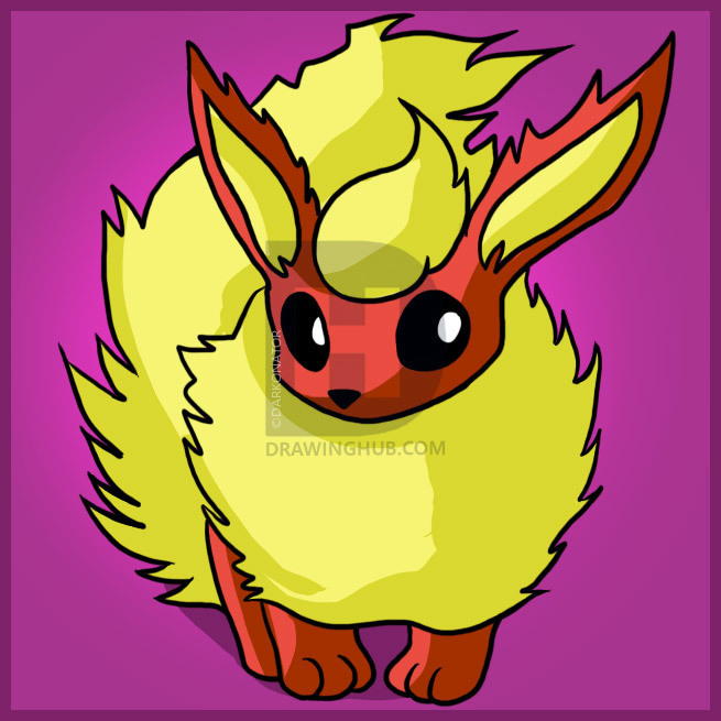 655x655 How To Draw Flareon, Step