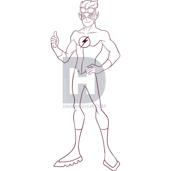 720x720 How To Draw Kid Flash, Step