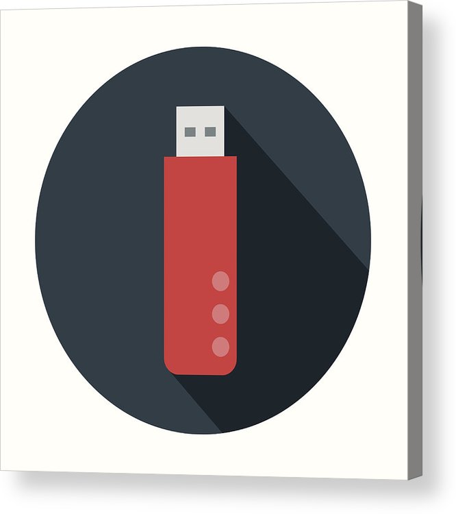 666x750 Flat Design Usb Flash Drive Icon With Long Shadow Acrylic Print