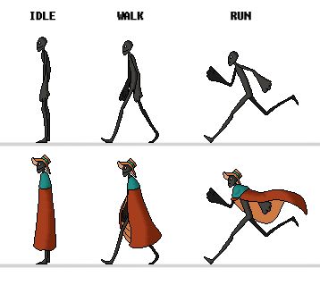 358x319 Pixle Sprites Idle Walk Run