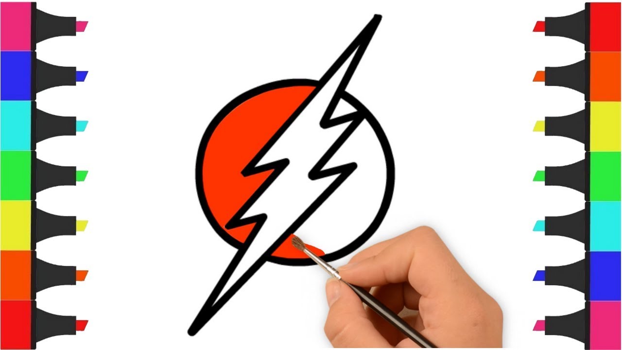 1280x720 flash logo coloring pages for kids how to draw flash logo