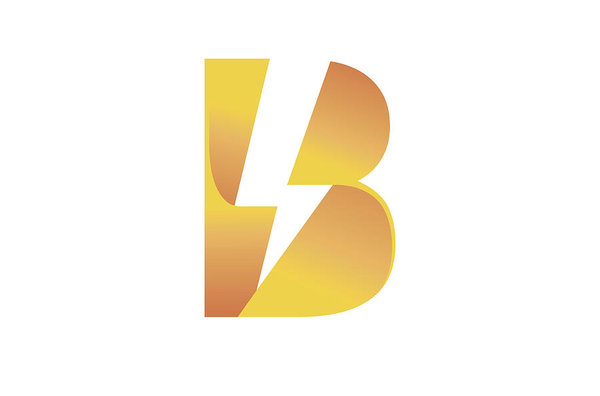 600x396 Creative Bolt Lightning Flash Letter B Symbol Design Art Print