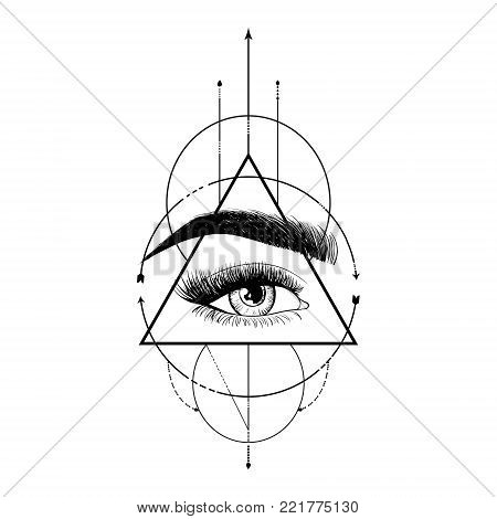 450x470 Blackwork Tattoo Flash Eye Of Providence Masonic Symbol All