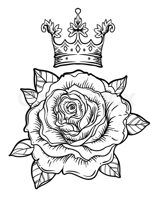 638x800 Blackwork Tattoo Flash With Rose Rose Stock Vector Colourbox