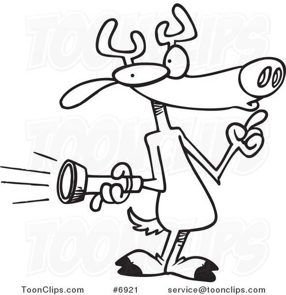 581x600 Cartoon Black And White Line Drawing Of A Deer Holding