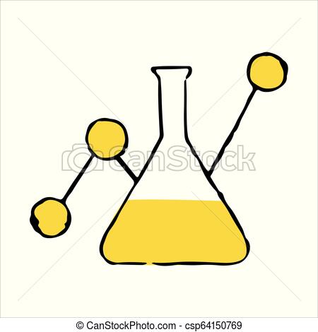 450x470 hand drawn flask chemical reaction doodle icon vector illustration