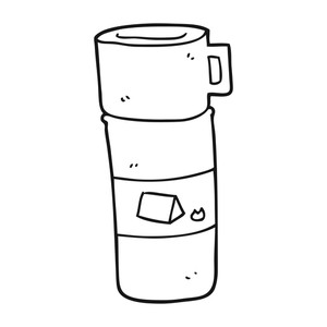 300x300 Freehand Drawn Black And White Cartoon Camping Flask Royalty Free