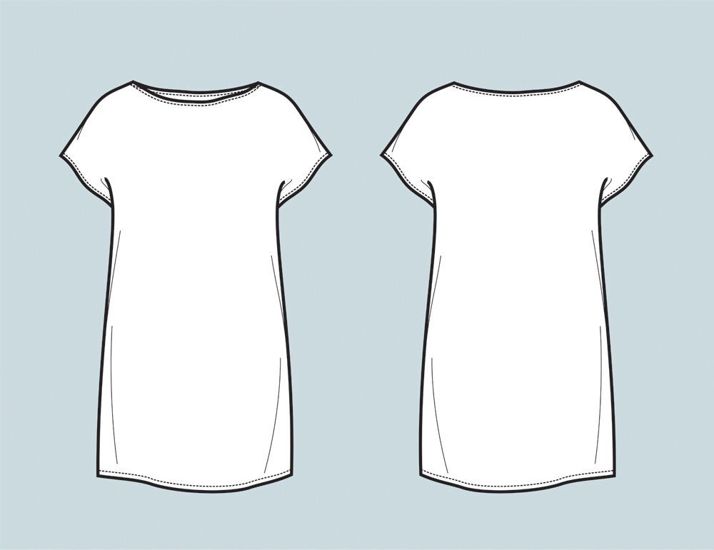 1000x771 Long Top T Shirt Vector Fashion Flat Sketch Adobe Etsy