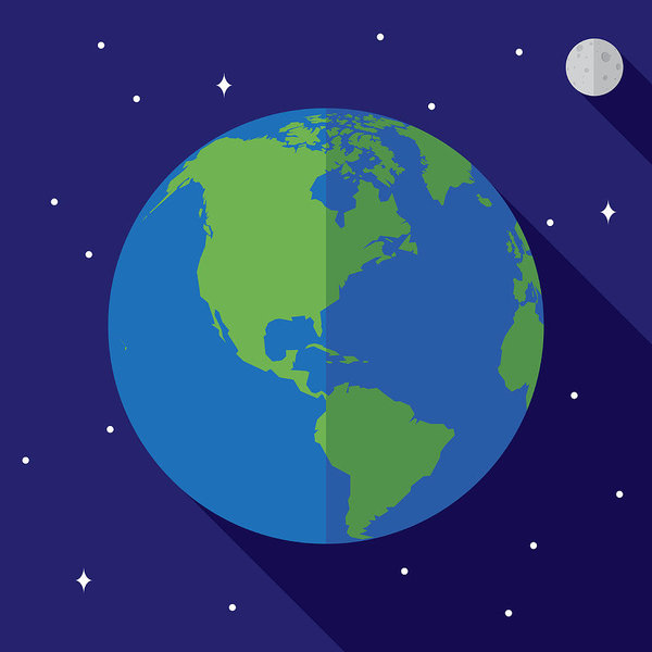 600x600 Earth Icon Flat Art Print