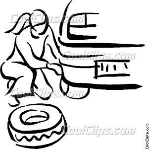 301x300 Woman Changing Flat Tire Vector Clip Art