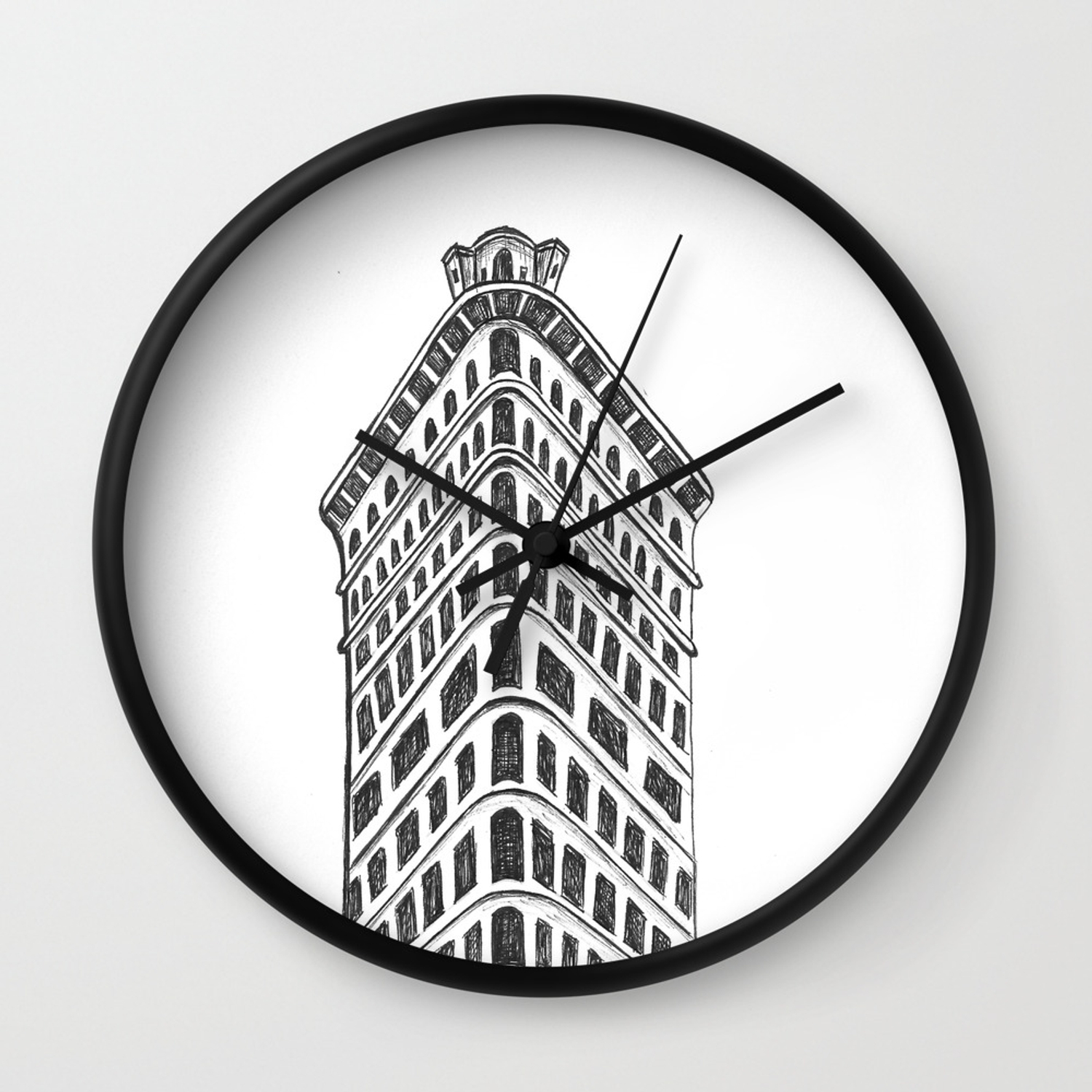 1500x1500 Flatiron Building Drawing Wall Clock