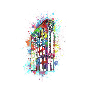 300x300 Flatiron Building Fort Worth Watercolor Digital Art