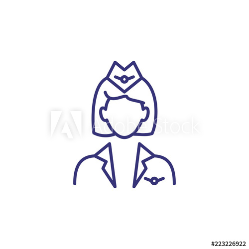 500x500 Stewardess Line Icon Flight Attendant, Hostess, Crew Occupation