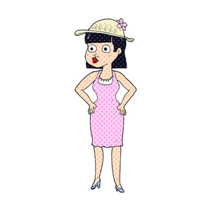 300x300 Freehand Drawn Cartoon Woman Wearing Sun Hat Royalty Free Stock