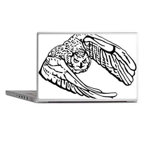 460x460 Owl In Flight Drawing Outline Laptop Skins