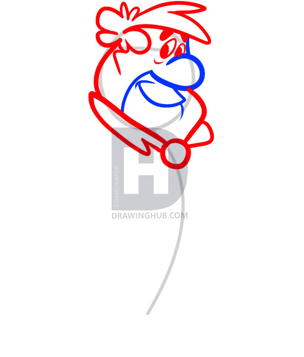 614x720 how to draw fred flintstone, step