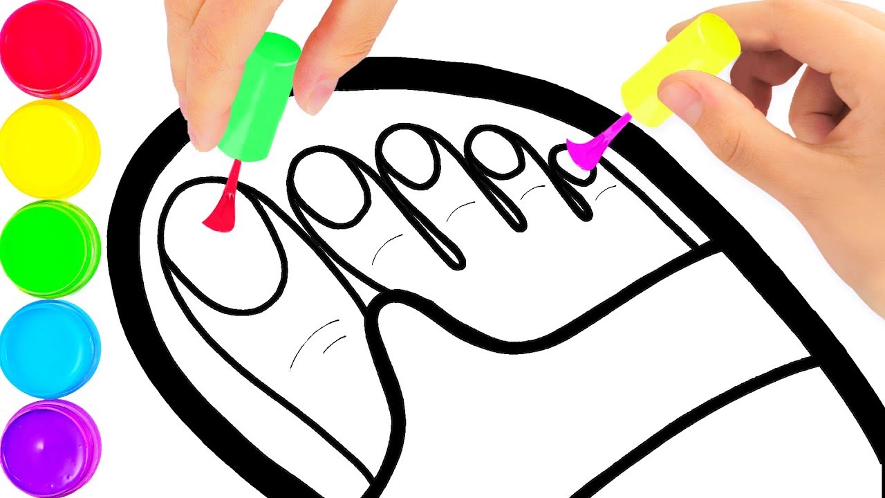 1280x720 Glitter Nail Polish Flip Flops Slippers Coloring And Drawing