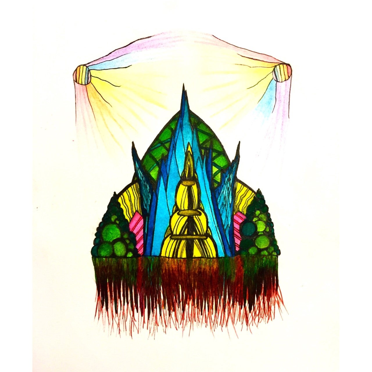 1280x1280 floating island fortress with electric rainbow protection josh