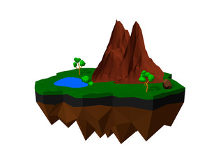 320x240 Floating Island Isolated On White Background Vector