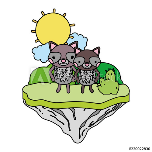 500x500 Color Couple Raccoon Animal In The Float Island
