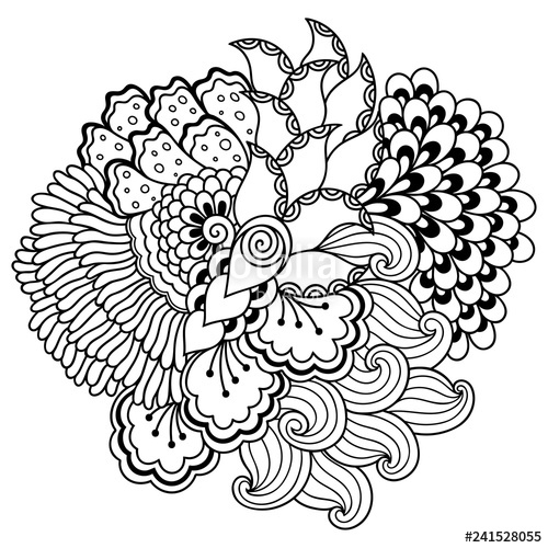 500x500 Outline Floral Pattern For Coloring Book Page Antistress