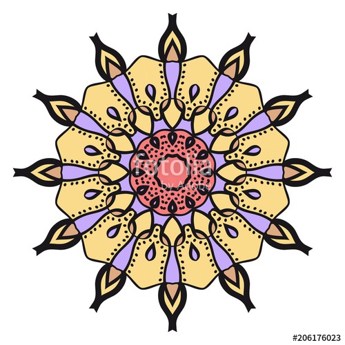 500x500 Floral Geometric Pattern With Hand Drawing Mandala Vector