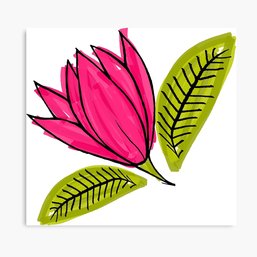 1000x1000 Pink Flower Rough Drawing With Marker Canvas Print