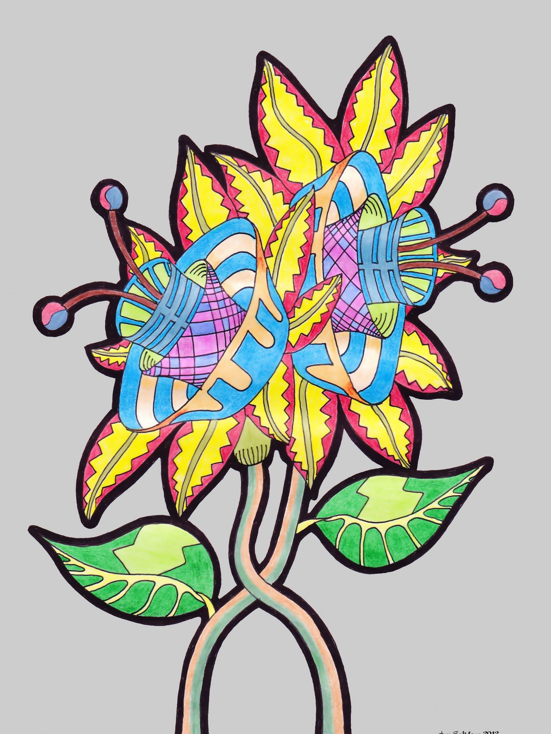 1920x2555 Two Flowers Drawing