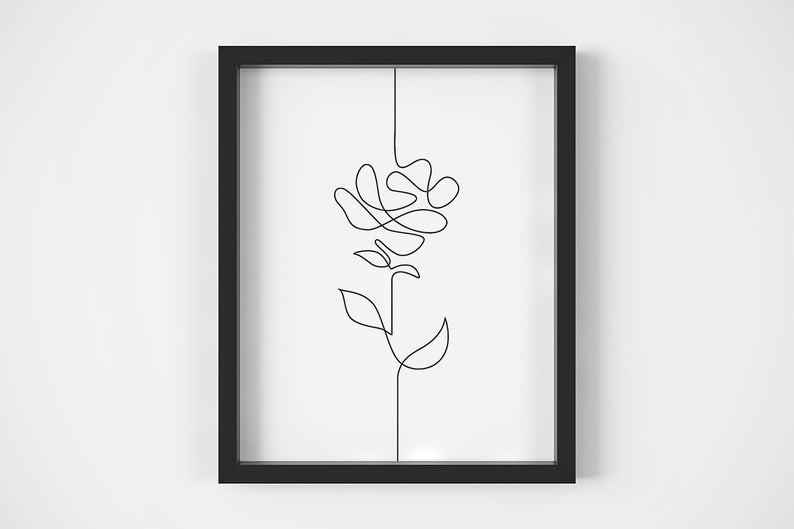 794x529 Continuous Line Art Floral Line Drawing Black And White Etsy