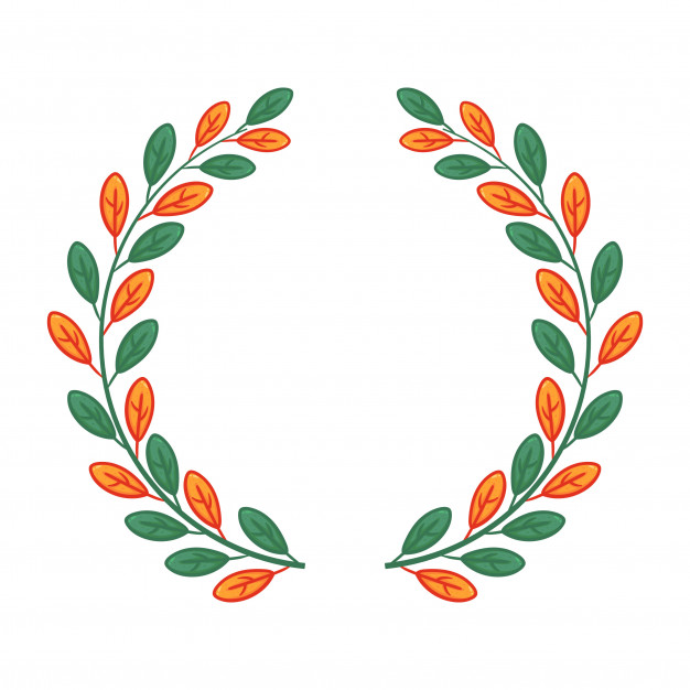 626x626 Funny Cartoon Tree Leaf Wreath Laurel Hand Drawing Vector