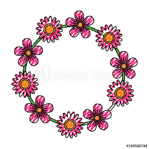 500x500 Floral Wreath Flowers Decoration Ornament Vector Illustration