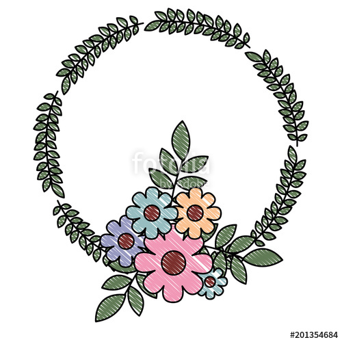 500x500 Floral Wreath Flowers Leaves Natural Decoration Vector