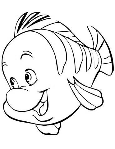 370x480 Flounder Little Mermaid Coloring Pages Sketch Template Disney