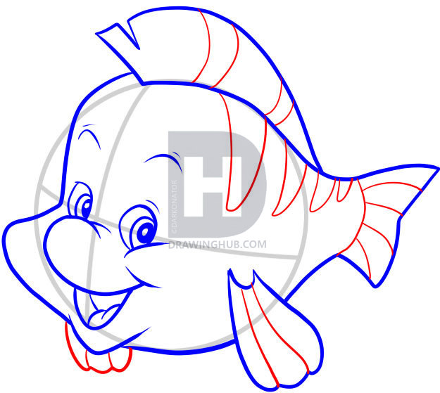 625x559 How To Draw Flounder, Step
