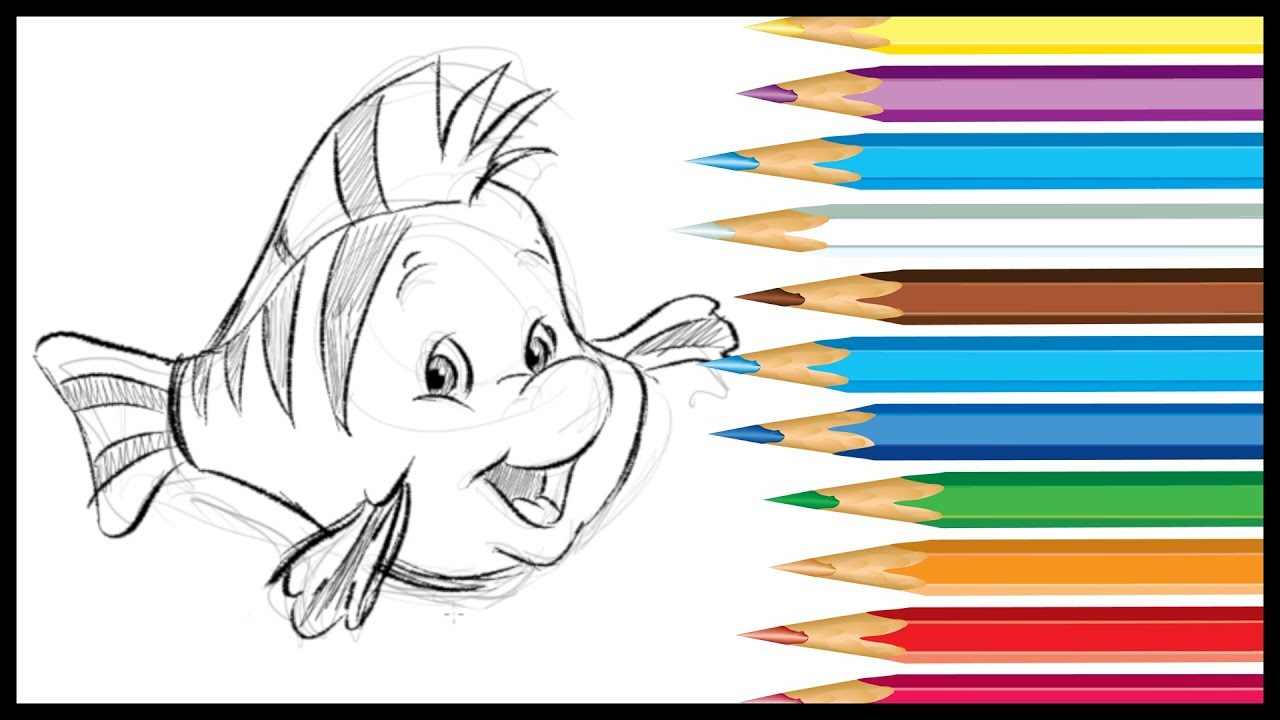 1280x720 How To Draw Flounder From The Little Mermaid