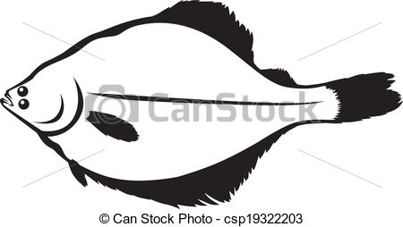450x254 Contour Image Of Fish Flounder Vector Clipart