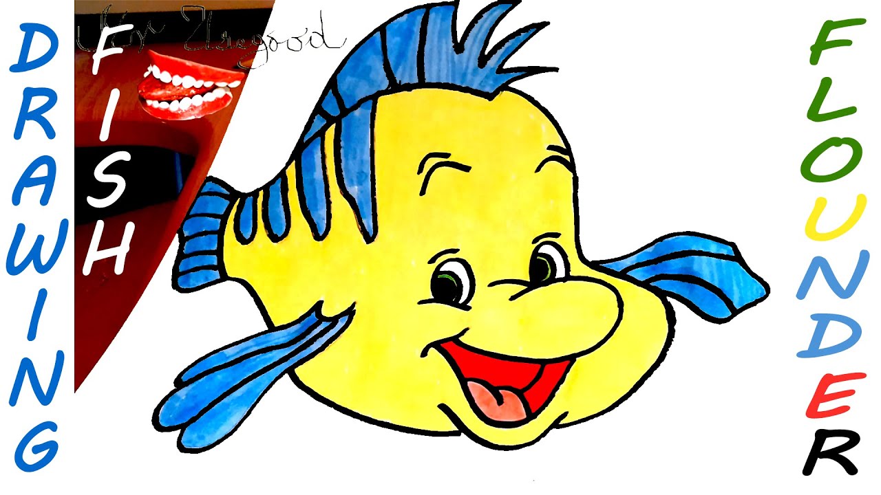 1280x720 How To Draw Flounder From The Little Mermaid Easy And Color