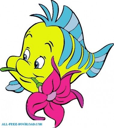 379x425 Clipart Of Mermaids Little Mermaid Flounder Vector Cartoon