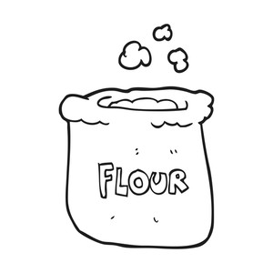 300x300 Freehand Drawn Black And White Cartoon Bag Of Flour Royalty Free