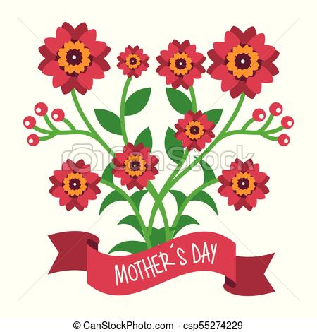450x470 Cute Bunch Flowers Decorative Mothers Day Banner Vector Illustration