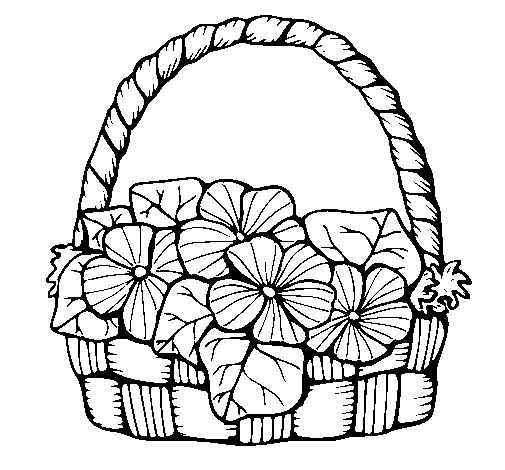 505x470 Drawing Of Basket Of Flowers Clip Art