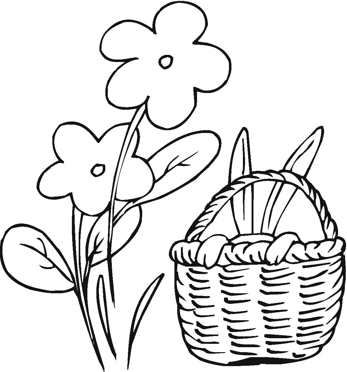 1120x1200 Easter Bunny Coloring Pages North Texas Kids And Flower Basket