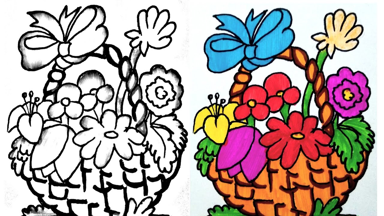 Flower Basket Drawing | Free download on ClipArtMag