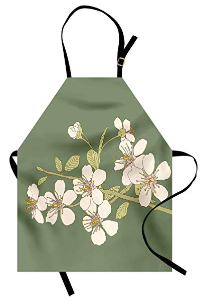 409x606 lunarable green oriental apron, romantic sakura flower