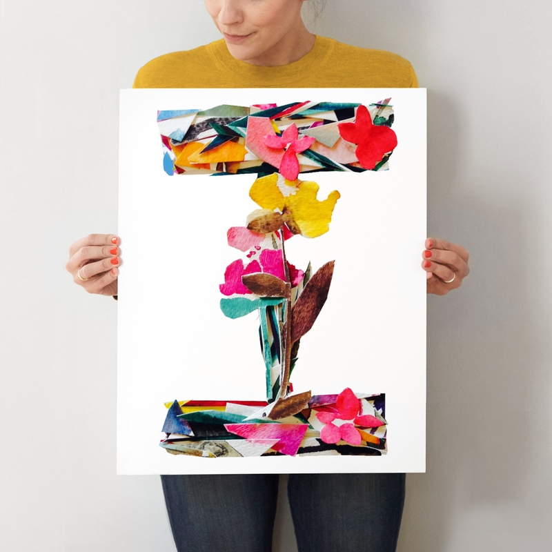 800x800 Collage Letter I Wall Art Prints